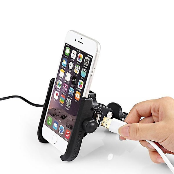Bakspejl Telefonholder med Opladning (sort)