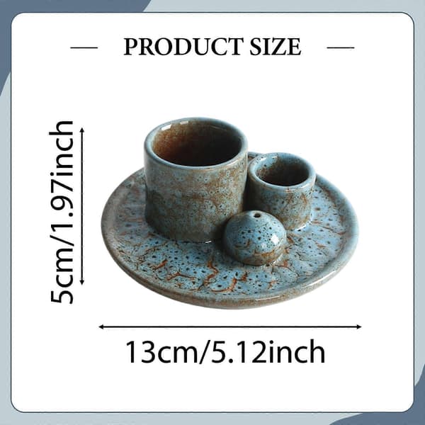 Røkelsesbrenner Salvie Palo Santo Holder, Skrivebordsdekor, Gave, Lysestake Keramikk light blue