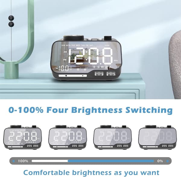 [LCS] Vekkerklokke med Bluetooth-høyttaler 0-100% dimmer digital Mi