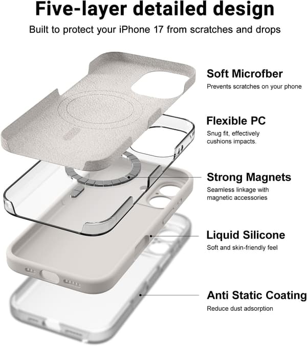 [LCS] Ultratynt Magsafe silikondeksel til iPhone 17 Pro - Stone iPhone 17 Pro iPhone 17 Pro stone