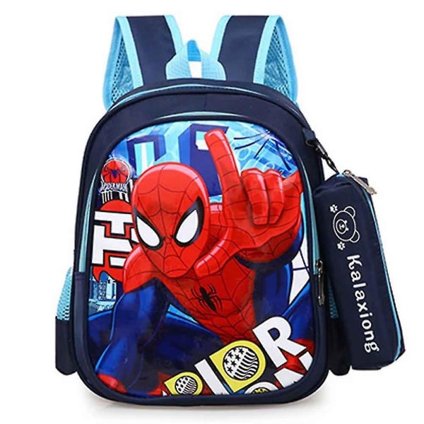 Spider-Man-ryggsäck med canvas, skolryggsäck, tecknad skolväska med avtagbar matchande penna