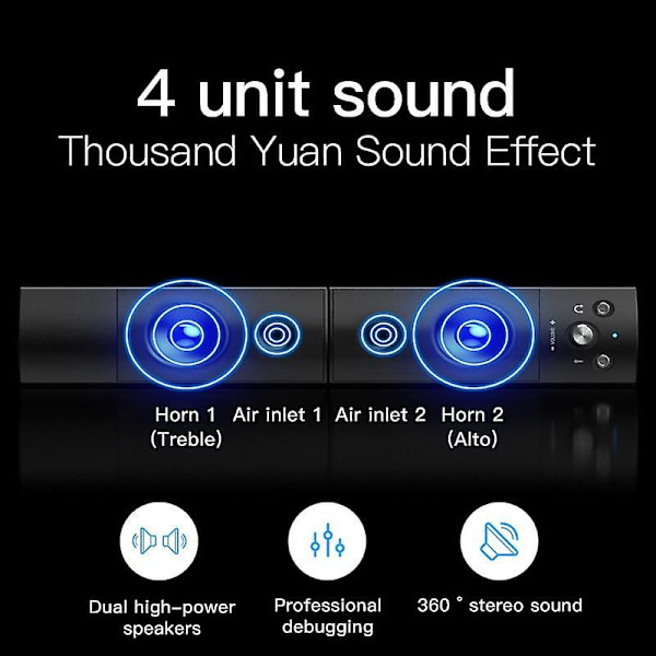 Irrotettava Bluetooth-kaiutin Computer Speakers -palkki Surround-soitin|Computer Speakers (musta)