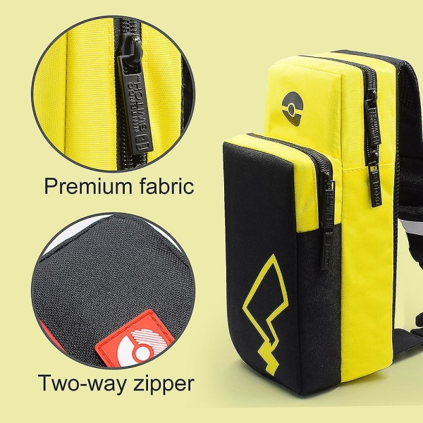 Kreativ reiseveske for Nintendo Switch / Switch Lite, Sling-ryggsekk for Switch-tilbehør Black Yellow
