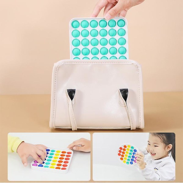 Fyrkantig Form Tryck Bubbla Enkel Dimpel Fidget Leksak Rainbow