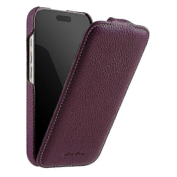 [LCS] MELKCO Vertical Flip Case in Genuine Cowhide + PC for iPhone 17 Pro Max (MagSafe Compatible) Purple