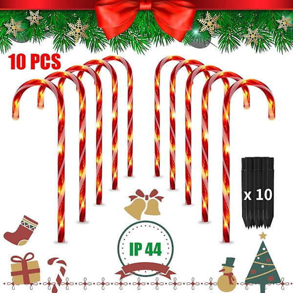 10 stk. Julehavelamper LED Lys, Slikkepindelys De
