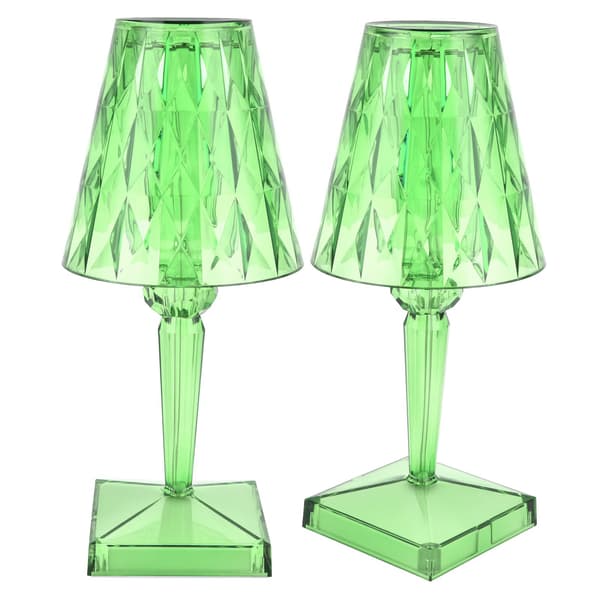[LCS]LED Crystal Table Lamp with Transparent Prism, Dimmable USB Rechargeable Desk Lamp, Green