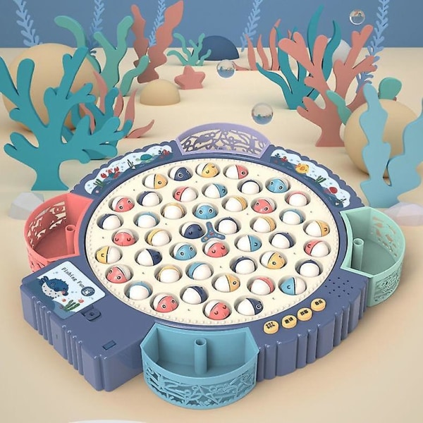 Fiskeleksak Barn elektrisk musikalisk roterande bräda Spela fiskspel Magnetisk fisk utomhusleksaker