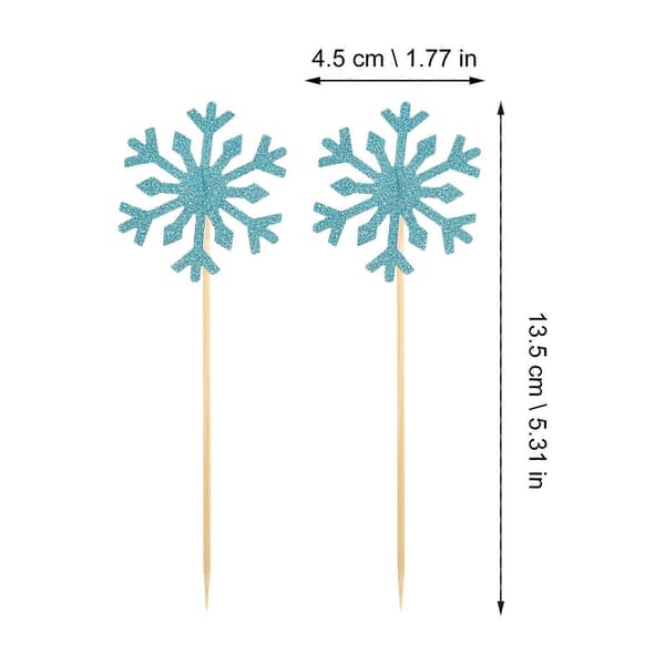 Eggcake Flagg Cupcake Toppers for Dekor 100 stk Blå Snøfnugg Bursdagskakepinner