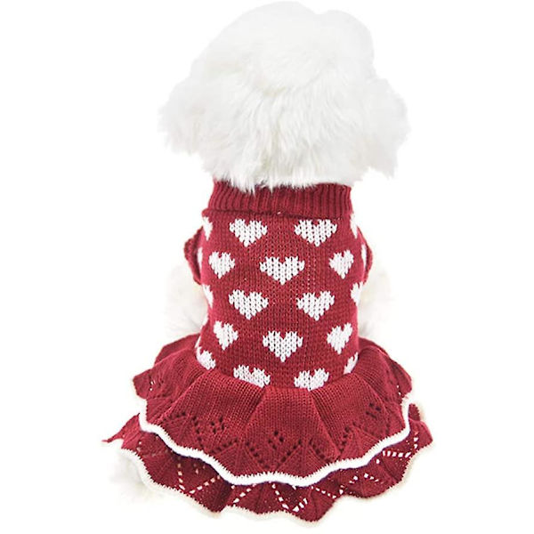 Små hundesweatre til hunhunde, rød vinter varm hundeprinse kjole tøj Pink S(bust 13.7inch)