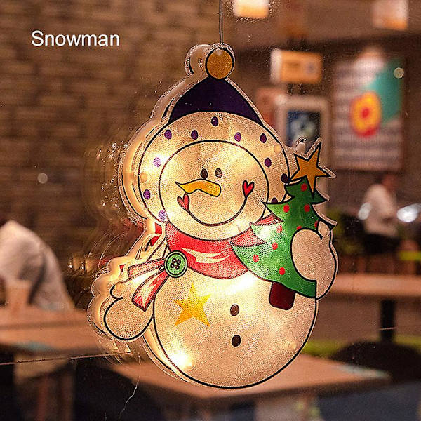 Utendørs Jule Silhuett Lys Led Juletre Vindusgardin Lys Med Sugekopp For Snowman