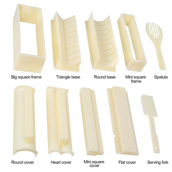 Multifunktionell Sushiverktyg Risbollsform 5-i-1 Sushis 10-delars Set