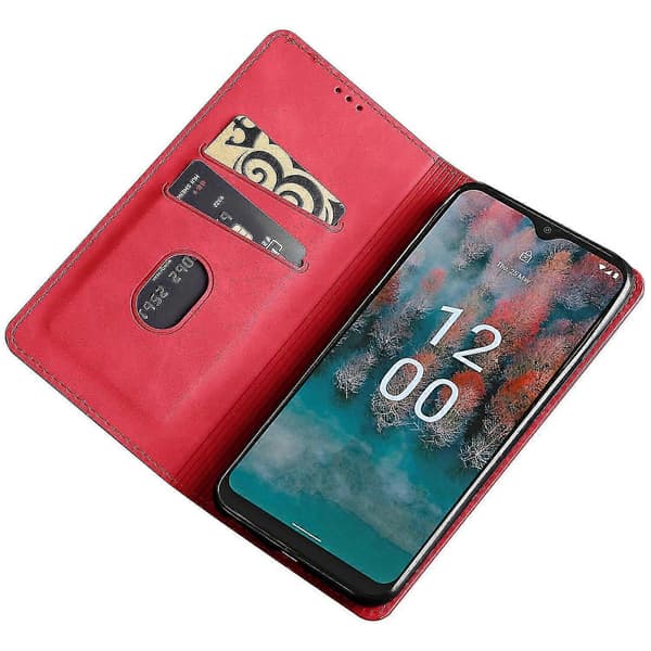 [LCS] Flipfodral för Nokia C22 Hudvänligt PU-läder Vikbart Stativfodral med Kortplatser Style E Nokia C22 Red