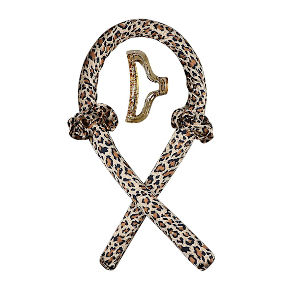 Fleksible krølleruller med clips, twist skumhårruller, bløde skum, ingen varme hårruller med 2 Coffee Leopard