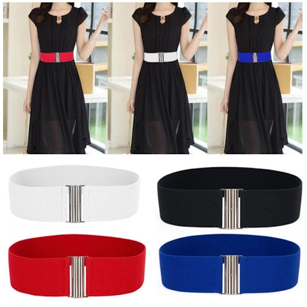 Silverspänne Bred Stretch Elastisk Korsett Midjeband Blå blue