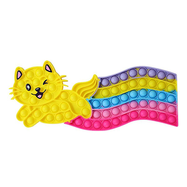 Söt Katt Tryck Bubbla Fidget Leksak Portabel Silikon Dekompressionsleksaker Tanketräning Pusselspel Yellow