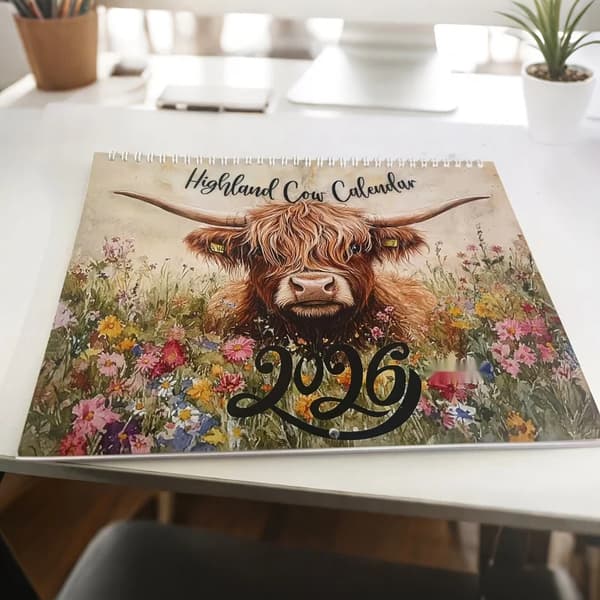 [LCS] 2026 Highland Cow Väggkalender - Månads- & Årsplanerare 1