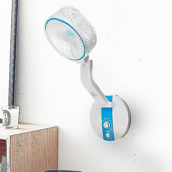 LED-lampa+Solpanel 4 Färg 7-tums Solcellsdriven Tyst Skrivbordsfläkt (Blå)