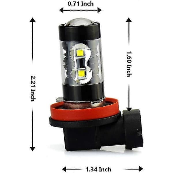 2-pakning H11 LED-frontlyktsett, 6000K Hvit Super Bright High/Low Beam H8-50w