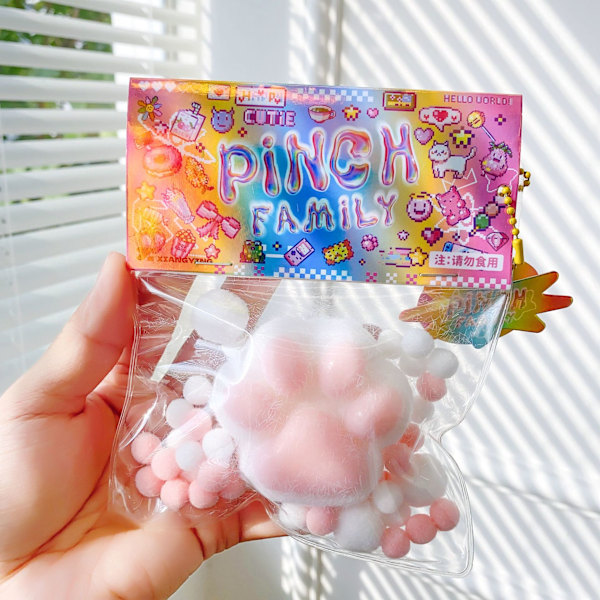 Kawaii Squishy Kattassleksaker - Stresslindrande Sensoriska Gåvor för Barn och Tonåringar vit vit white cat claws