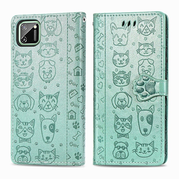 Etui til Realme C11 Flip Lommebok Preget Deksel Etui Housse Cat D