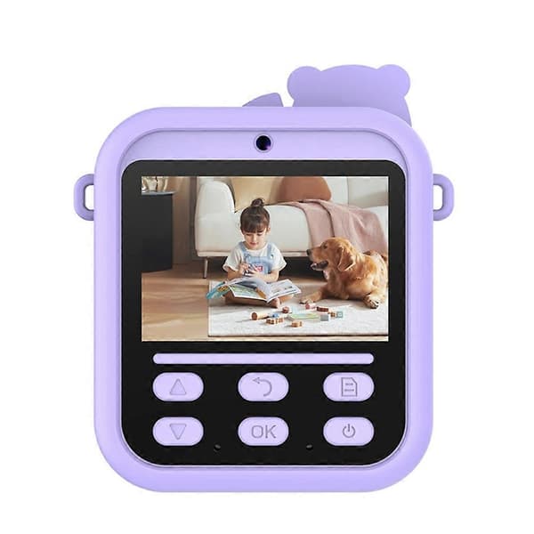 [LCS]S1 2,4 tums IPS-skärm Barnkamera Direktutskrift Digitalkamera Dubbla Linser HD Videoinspelare Multicolor Purple Panda