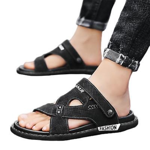 Casual sandaler för män för dubbla användningsområden Black 40