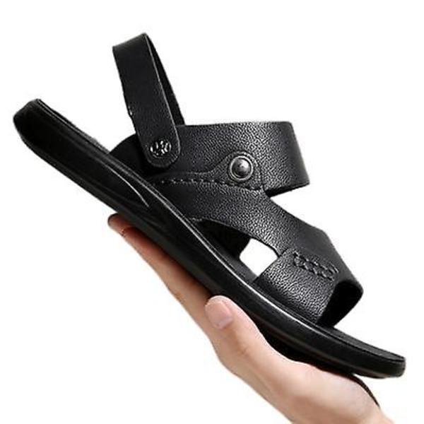 Herrsandaler för utomhusbruk, avslappnade tofflor, halkfria med dubbla användningsområden black 1 41
