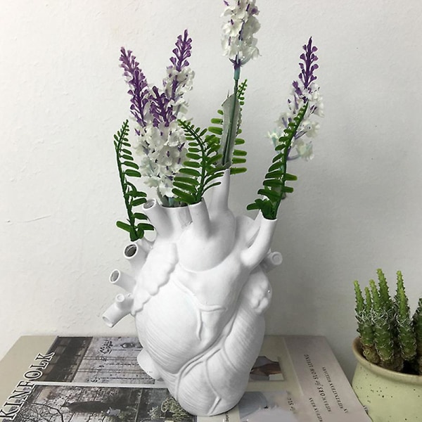 Hjärta harts blomkruka anatomisk hjärtform staty kreativa hantverk prydnad för hem vardagsrum S