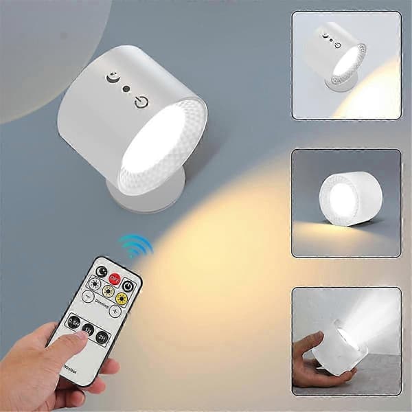 USB-uppladdningsbara LED-lampor med fjärrkontroll, magnetisk installation C P White