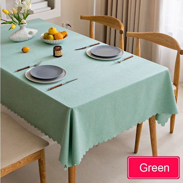 Vattentät Duk Nordisk Bomull och Linne Duk Japansk Stil Enfärgade Dukar För Matbord Soffbord Grön 140x200cm Green