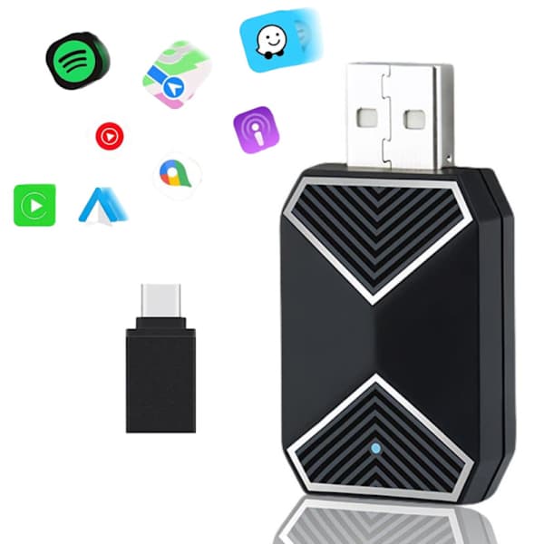 Langaton CarPlay & Android Auto -sovitin 2025 – Helppo Plug & Play, Nopea Yhteys, Sopii iPhone- ja Android-puhelimille