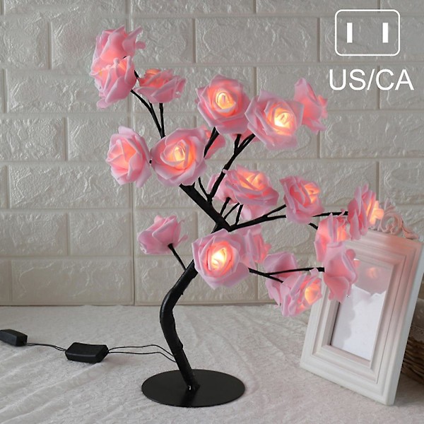 Bonsai-puuvalo LED Kukka Ruusuvalo Säädettävät oksat Huoneen sisustukseen ja lahjaksi Pink US