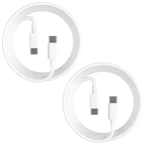 2-pak 2 m hurtigopladningskabel USB-C til USB-C-kabel hvid White Vit