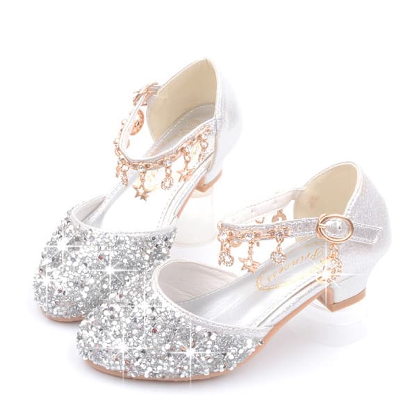 [LCS] Piger pailletter prinsesse lave hæle fest dansesko sølv 28 sølv Silver 28