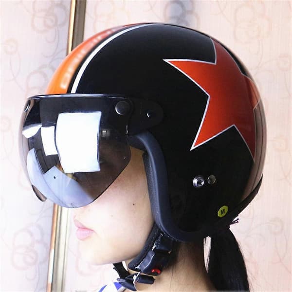 [LCS]Universal 3 Snap Retro Hjälmvisir Vindtätt Solskydd Halvansikte Motorcykelhjälmvisir