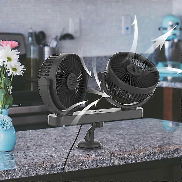 [LCS] Bilkøleventilator 360 grader drejelig, 3 hastigheder 12V 24V elektrisk bilkøleventilator_ynak2