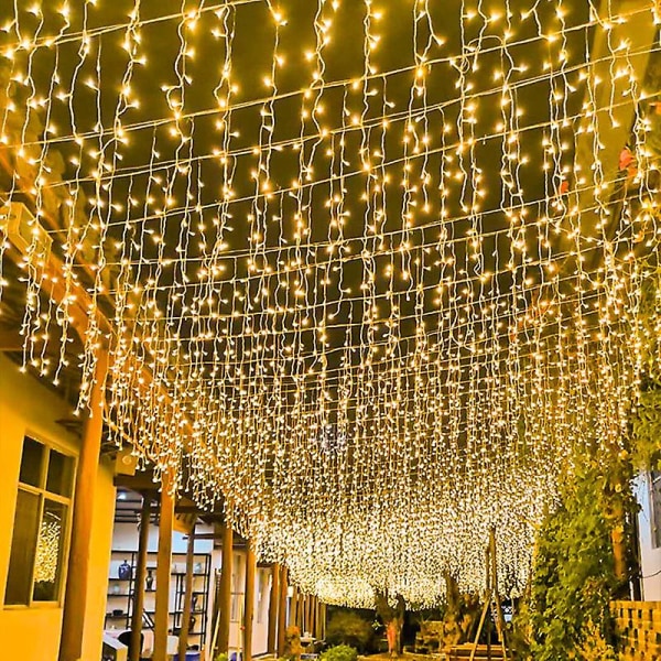 5 meter julbelysning Utomhusdekoration hängande 0,8 meter 216 led-ljus Gardin Istappar Stringljus Trädgårdsgata Takfot Krans Fairy Lights (
