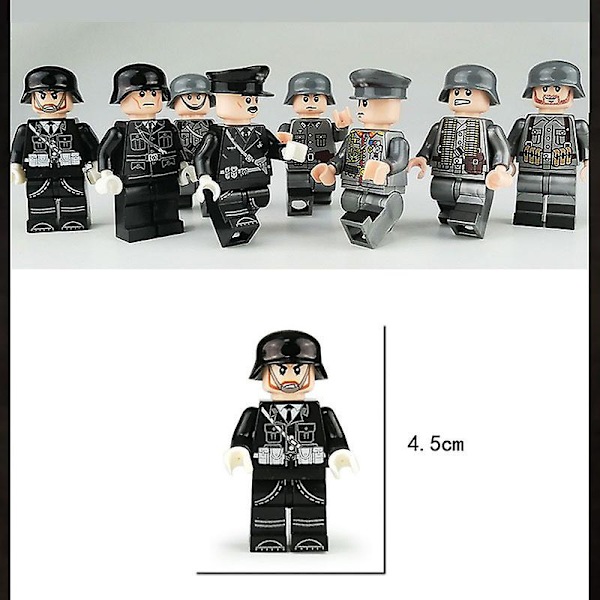 8 stk. Militære Byggeklodser Minifigur 2 Stationer Tysk Kontor