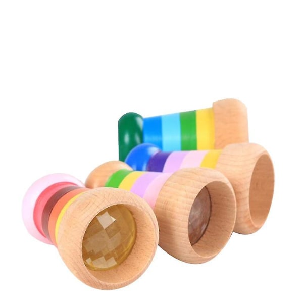 Farverigt stribet multi-prisme kalejdoskop legetøj, træsimulering color 1#