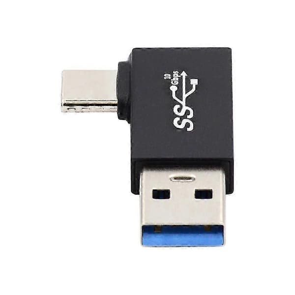 CY Rätvinklig USB3.0 Typ A Hane till USB 3.1 Typ C Hane Data 10 Gbps Laddningsadapter 90 Grader för Bärbar Dator Telefon