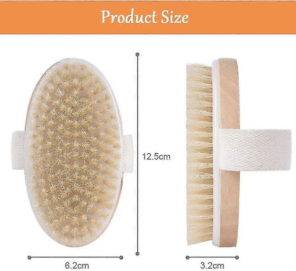 [LCS] Kropsbørste, Naturlig Børste Brusebørste, Tørbørstning Rygskrubber til Eksfoliering, Massage, Forbedring af Blodcirkulation Cellulite