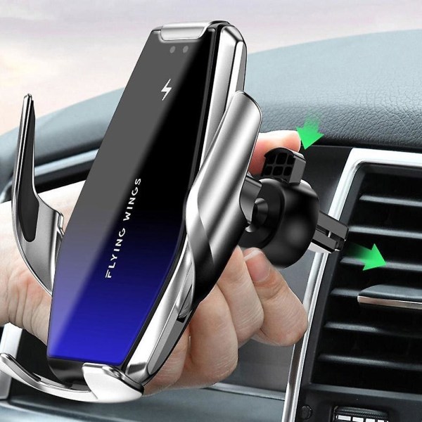 15W Qi Trådlös Laddare Infraröd Smart Sensor Luftventil Biltelefonhållare för 4.0-6.5 Tum Qi-aktiverade