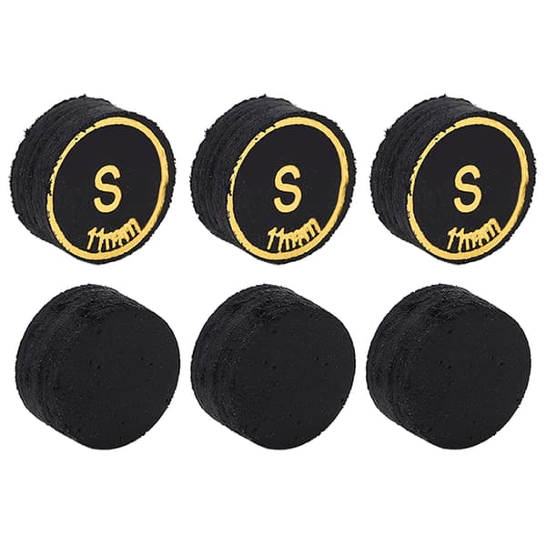 [LCS]6 stk. Billardkøspidser PU Multi-layer Poolkøspidser Erstatning Kompatibel med Billardspil Sort S 0.1
