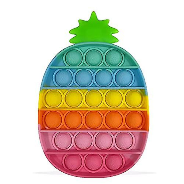 Stressreducerande Silikon Bubbel Popper Mjuka Klämleksaker - Ananas Regnbåge