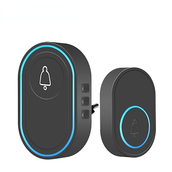 Hjem Velkommen Dørklokke Vandtæt 300m Fjernbetjening Smart Dørklokke Klokkespil Intelligent Trådløs Dørklokke Black