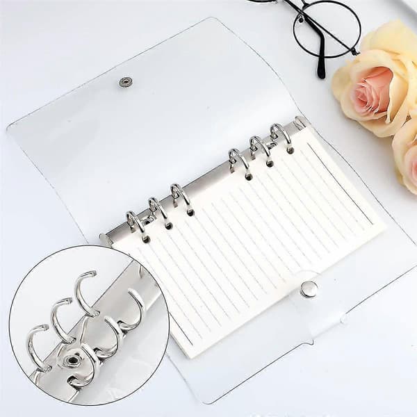 [LCS] Transparent A6-binder, Clear Soft PVC, 6-Ring Budget Binder, Refillable Planner Binder, Protective Cover