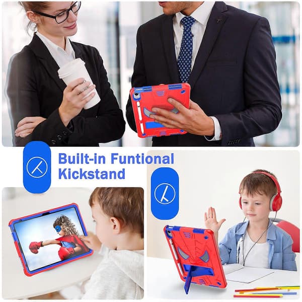 [LCS] Skyddsfodral för iPad (2025) iPad 10.9 (2022) Anti-fall surfplattefodral Spider Style PC Silikon Kic Multicolor Red+Blue