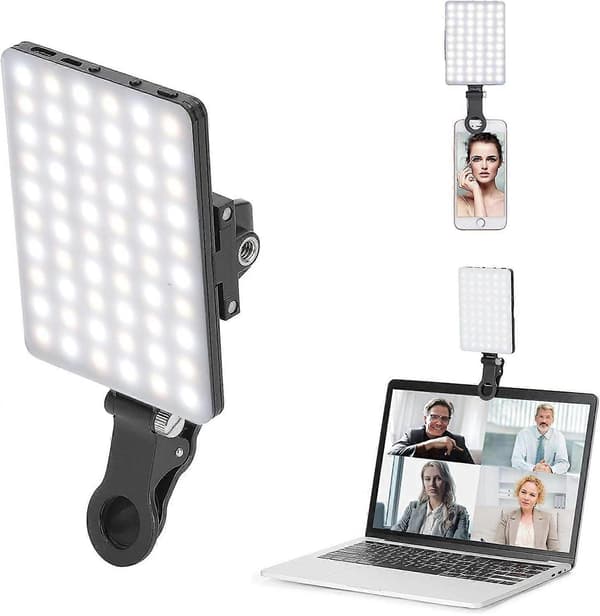 Bærbar PC iPhone iPad Android 60 LED Videolys 3200-5600K 3 Lysmoduser USB og 10 Nivåer Dimbar Lysstyrke CRI95+ Bærbart Lys for Telefon