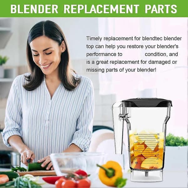 Udskiftning af blenderlåg til Blendtec WildSide+ FourSide krukker 40-310 blender ventileret låg med centerhætte Black
